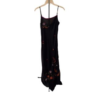 Glamour Angel Black & Orange Floral Embroidered Dress